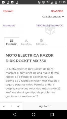 Moto marca razor eléctrica exelente estado